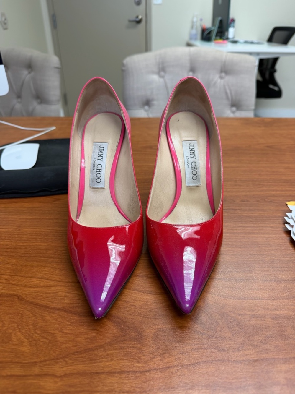 Jimmy Choo Pink to Purple Ombre Patent Pointed-Toe Pumps